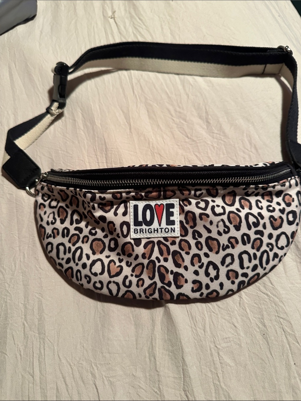 Brighton Leopard Print Crossbody Belt Bag - Cream/Tan/Black